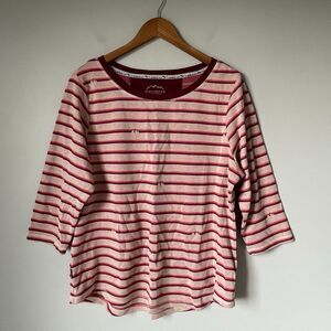 Legendary Outdoors Pima Cotton Quarter Sleeve Pink Striped Top Women's Size XL